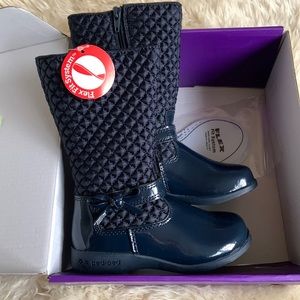 Pediped Naomi Navy Blue patent LEATHER Flex Boots Toddler girl size 8.5 NWT